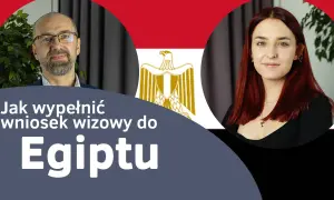 Jak wypełnić wniosek wizowy do Egiptu? Dwoje ludzi i flaga Egiptu.