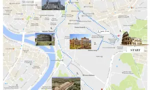 Trasa 4-dniowej wycieczki po Rzymie: Koloseum, Forum Romanum, Palatyn, Cyrk Maximus, Teatr Marcellusa.