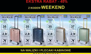 Walizki kabinowe idealne na podróż z Ryanair, Wizz Air. Bagaż podręczny w promocji z kodem WEEKEND.