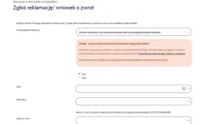 Formularz zgłoszenia reklamacji/wniosku o zwrot. Pytanie: czy można zwrócić bilet PKP Intercity.