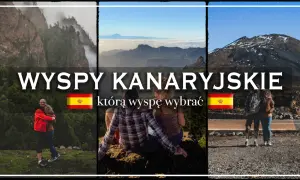 Wyspy Kanaryjskie: zobacz, jakie są i którą wyspę wybrać. Trzy ujęcia par na tle górskich krajobrazów i wulkanu.