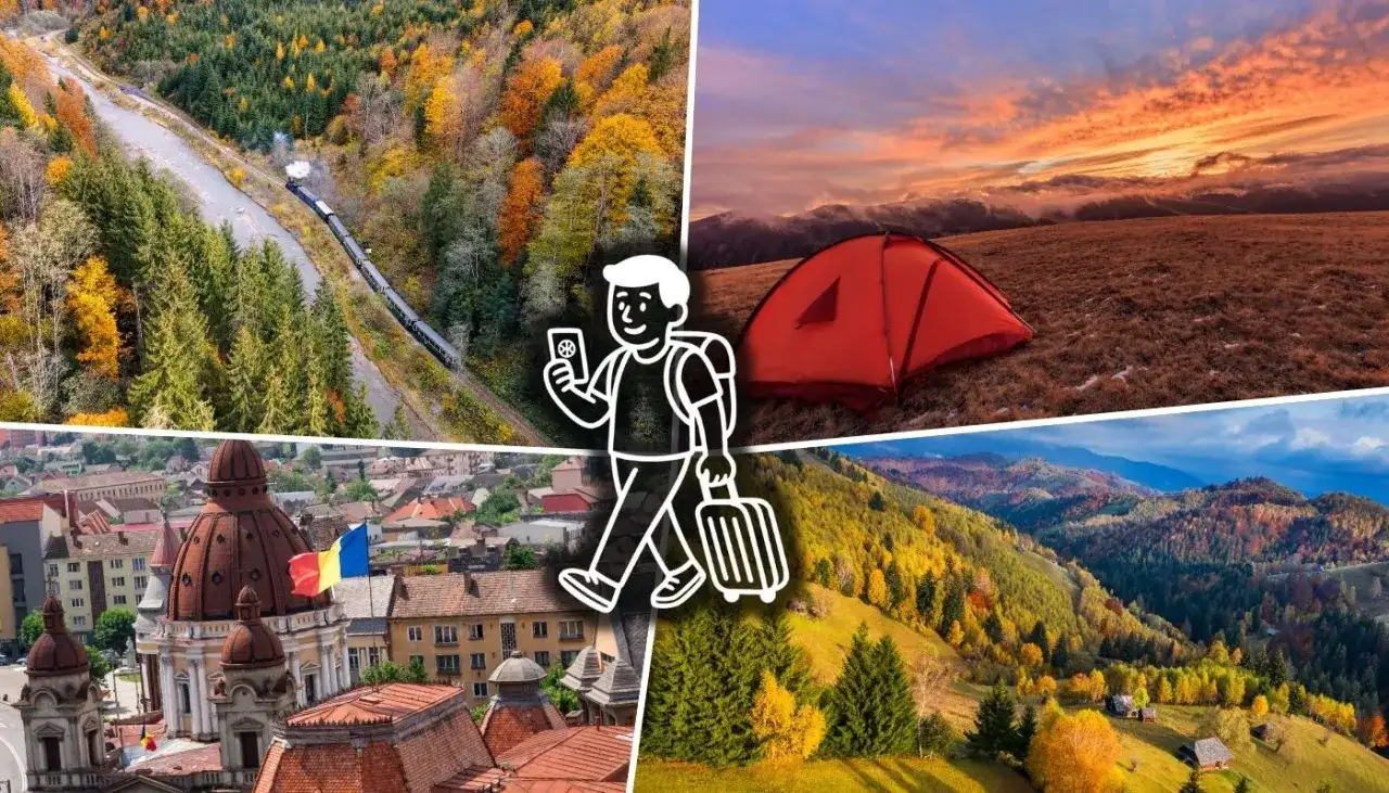 Jesień w Rumunii: pociąg przez las, namiot na wzgórzu, miasto i góry. Sprawdź atrakcyjne rumunia ceny na podróż!